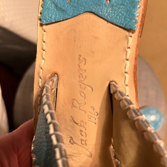 Jack Rogers hard to find turquoise blue with silver accent sandals size 6 - Picture 5 of 6